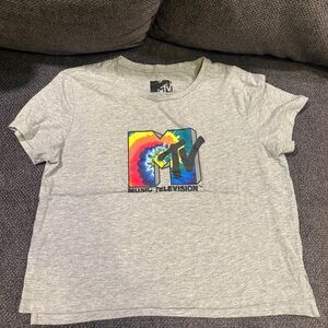 MTV Tie-Dye Logo Gray Juniors T-Shirt